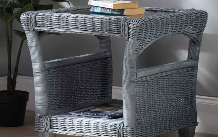 Desser Dijon Rattan Side Table - Grey-DijonSideTGrey
