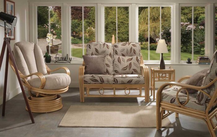 Desser Madrid Light Oak Cane Rattan Swivel Chair