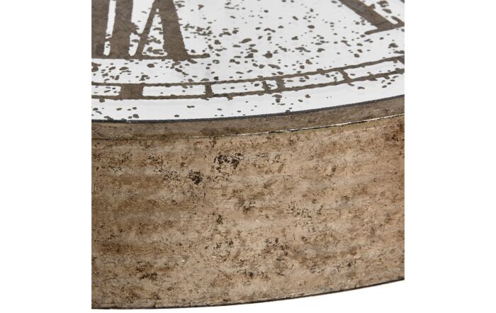 Hill Interiors Mirrored Round Framed Clock Table With Moving Mechanism-18686