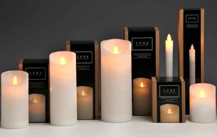 Hill Interiors Luxe Collection 3x8 White Flickering Flame LED Wax Candle Set Of 3-18088