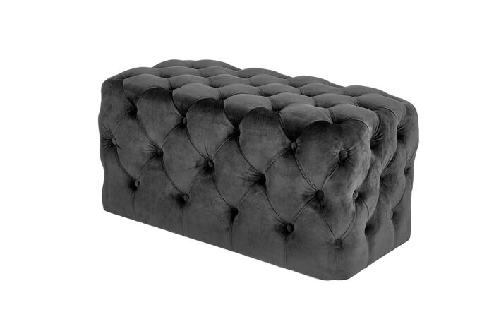 Pacific Lifestyle Seraphina Black Velvet Buttoned Rectangular Ottoman-15-294-BK