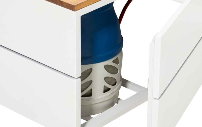 Pacific Lifestyle Cosipure 100 White and Teak Square Fire Pit-18-539-WH-TK