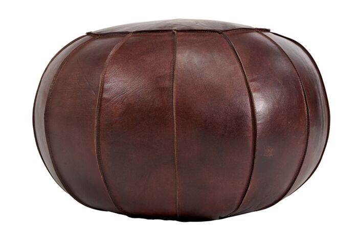 Pacific Lifestyle Giona Mahogany Leather Round Pouffe-15-301-MA