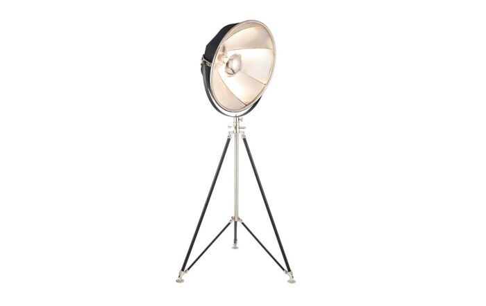 Pacific Lifestyle Elstree Black and Silver Metal Tripod Floor Lamp-32-099-K