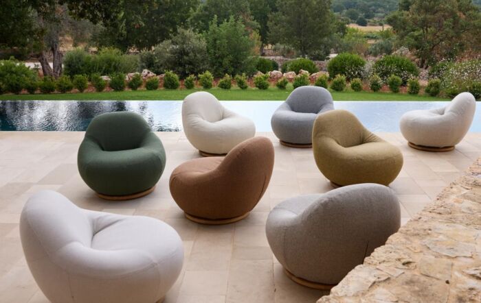 Cane-Line Gem Outdoor Lounge Chair with Teak Swivel - Dark Green-54005Y156T