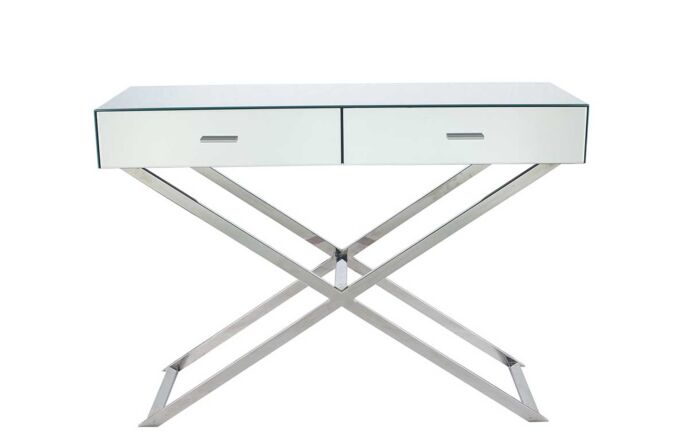 Pacific Lifestyle Rocco Silver Mirrored Glass And Metal Console Table-79-032