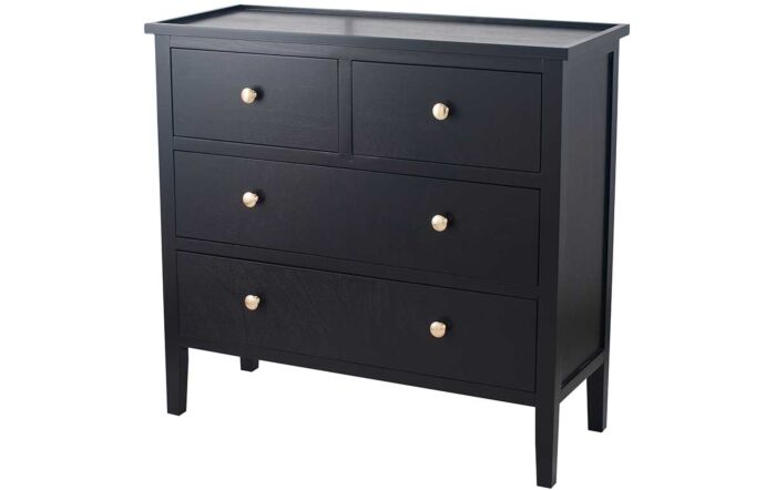Pacific Lifestyle Chelmsford Satin Black Pine Wood 4 Drawer Unit-76-357-SB