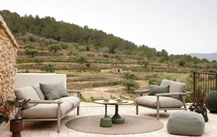 Cane-Line Sticks Taupe Aluminium Lounge Set - Sand-55812AT-55812YS92-54812AT-54812YS92