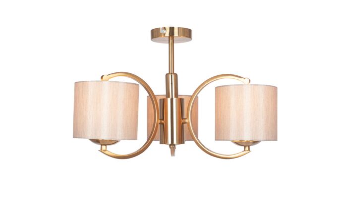 Pacific Lifestyle Arcadia Satin Brass Metal Curved 3 Arm Semi Flush Pendant-35-220