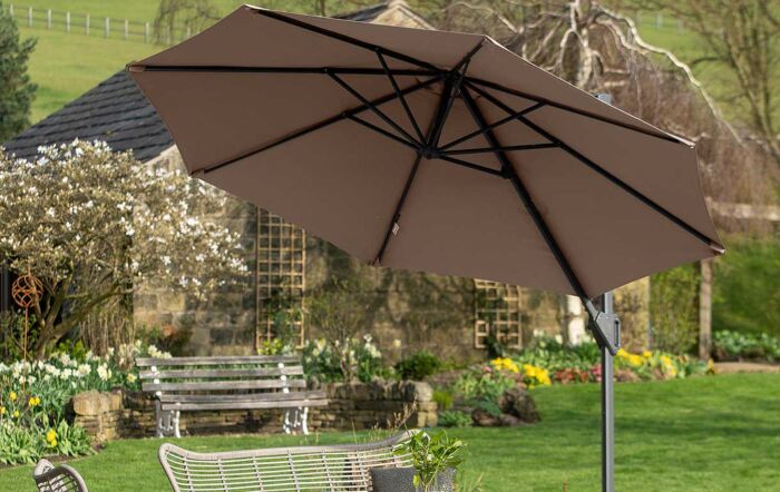 Pacific Lifestyle Voyager T1 3m Round Taupe Parasol with 90kg Granite Base-18-303-TA