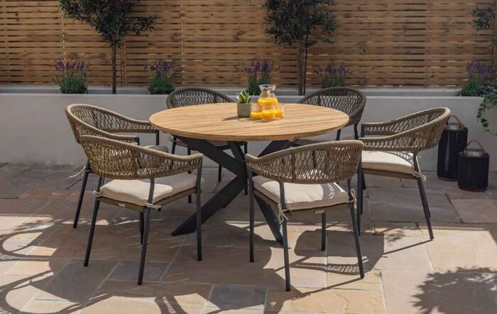 Maze Bali Rope Weave 6 Seat Round Garden Dining Set-BALI-6SRDS-GR-OT