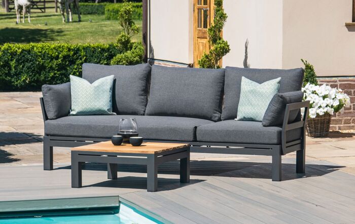 Maze Oslo Chaise Outdoor Sofa Set - Charcoal-OSL-101010