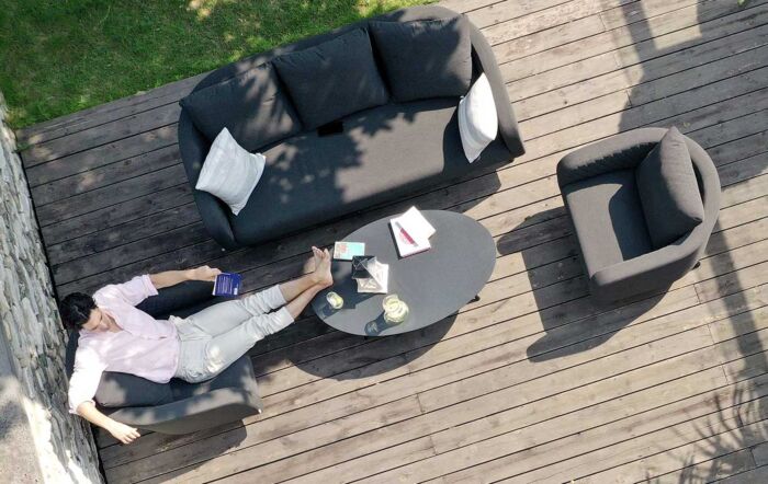 Maze Ambition 3 Seat Fabric Garden Sofa Set - Charcoal -FB-AMB-3SS-ST