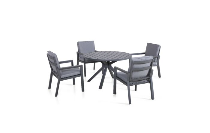 Maze New York 4 Seat Round Aluminium Dining Set - Dove Grey-ALU-NY-101050