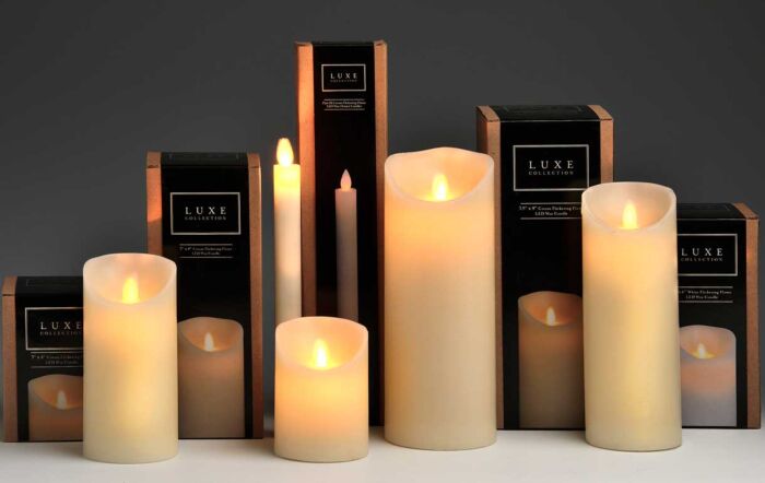 Luxe Collection 3 x 8 Cream Flickering Flame LED Wax Candle
