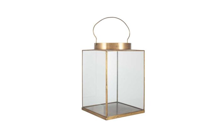 Pacific Lifestyle Antique Brass Metal and Glass Large Square Lantern-70-629-AB-L
