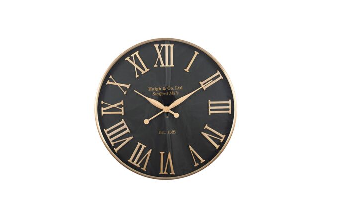 Pacific Lifestyle Antique Gold & Black Metal Round Wall Clock-75-195