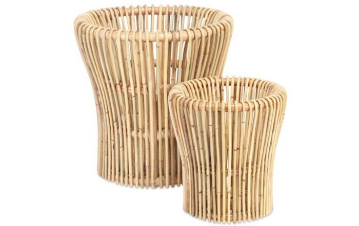 Set of 2 Rattan Plant Baskets-Natural-41135-Natural