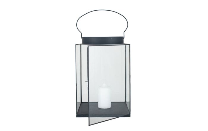 Pacific Lifestyle Matt Black Metal and Glass Large Square Lantern-70-629-MB-L