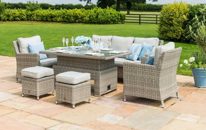 Maze Oxford Rattan Adjustable Garden Sofa Dining Set - Grey-OXF-V-205534-1
