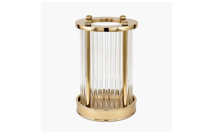 Pacific Lifestyle Gold Metal And Clear Textured Glass Small Hurricane-70-630-GO-S