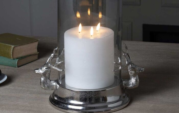 Hill&#x20;Interiors&#x20;Silver&#x20;Stag&#x20;Heads&#x20;Hurricane&#x20;Lantern-22704&#x20;1