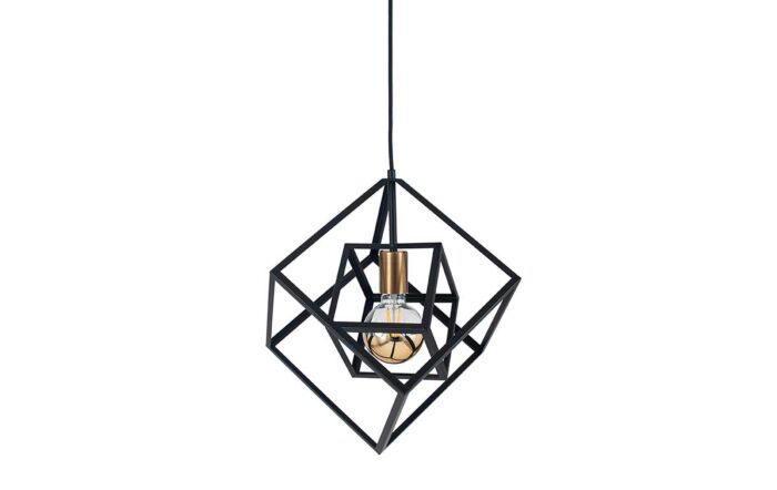 Pacific Lifestyle Alessio Matt Black Metal Cube Pendant-35-307