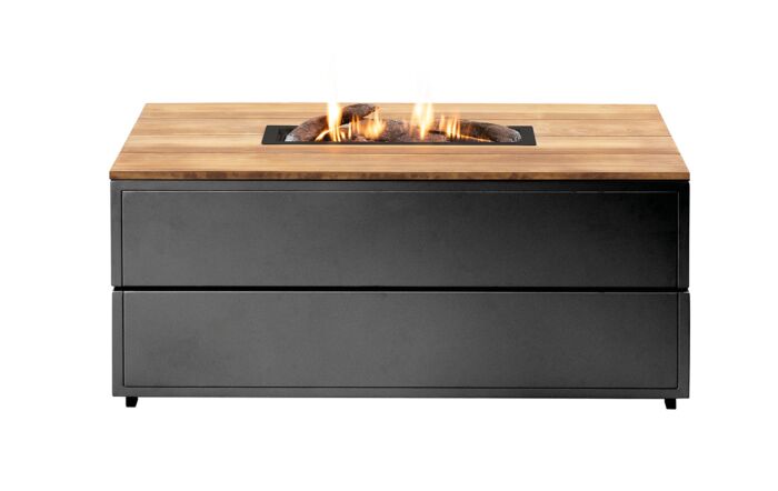 Pacific Lifestyle Cosipure 120 Black and Teak Rectangular Fire Pit-18-540-BK-TK