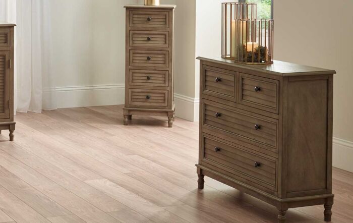 Pacific Lifestyle Ashwell Taupe Pine Wood 4 Drawer Unit-76-246