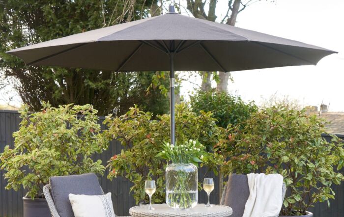 Pacific Lifestyle Riva Premium 3mt Round Faded Black Parasol With 25kg Base-18-186-FB-18-205