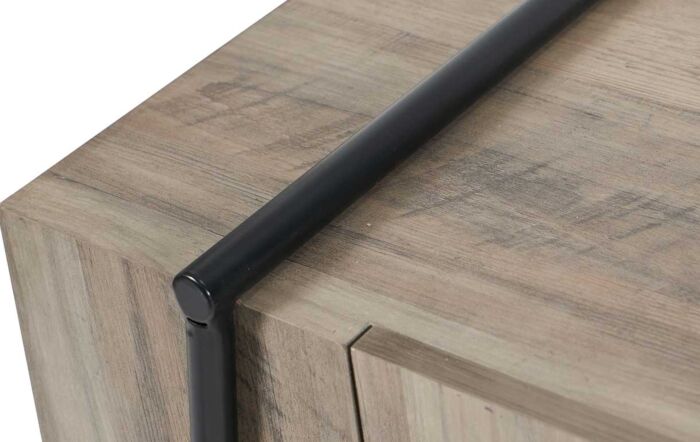 Pacific Lifestyle Osato Light Brown Wood Veneer And Black Metal 2 Door Low Unit-76-537