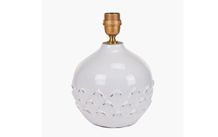 Pacific Lifestyle Willow White Leaf Detail Small Stoneware Table Lamp-30-849-BO