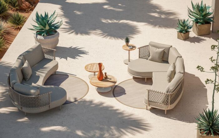 4 Seasons Outdoor Sardinia Double Sofa Set with Volta Tables-MO-SardYing