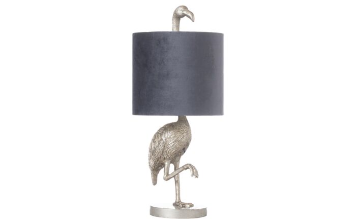 Hill Interiors Florence The Flamingo Silver Table Lamp With Grey Shade-21656