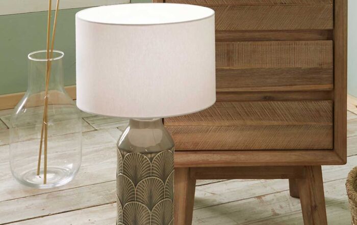 Pacific Lifestyle Bethan Embossed Grey Ceramic Table Lamp-30-724-C