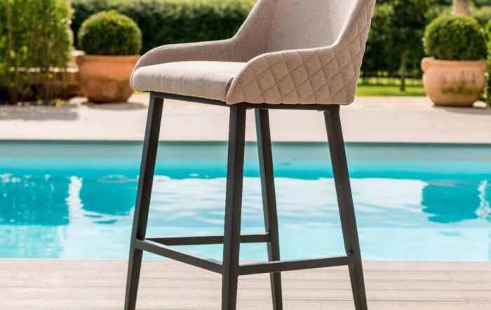 Maze Outdoor Fabric Regal 4 Seat Round Bar Set - Oatmeal-FB-BAR-REG-4SRD-SS-OT