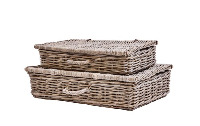 Pacific Lifestyle Grey Kubu S/2 Rectangular Underbed Storage Baskets-44-648