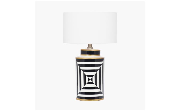 Pacific Lifestyle Optic Black and White Optic Stripe Ceramic Table Lamp-30-763-BO