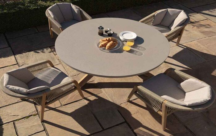 Maze Martinique Rope Weave 4 Seat Round Dining Set -MART-4SRDS-LB