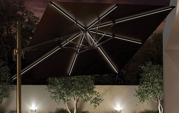 Pacific Lifestyle LED Glow Lighting Side Arm Parasol with Polished Granite Base - Grey-18-111-GY-1