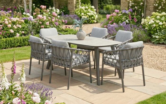 4 Seasons Outdoor Piacenza Six Seat Rectangular Garden Dining Set-91865/91837