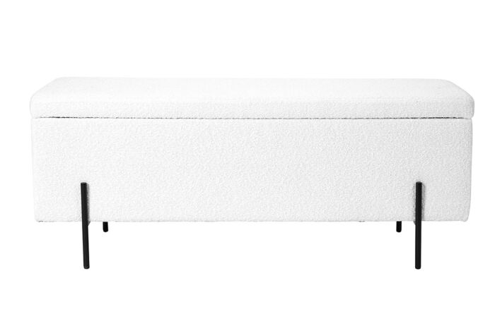 Pacific Lifestyle Catania Bouclé Storage Bench With Black Legs-15-317-WH