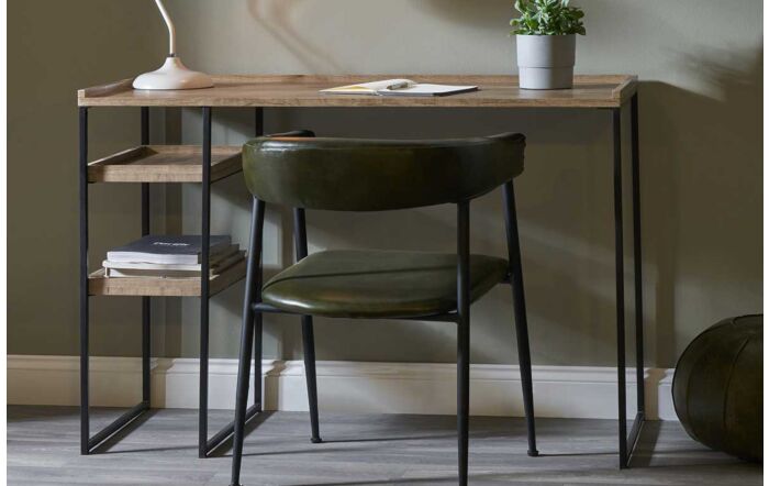 Pacific Lifestyle Gallery Natural Wood Veneer And Black Metal Desk-76-545