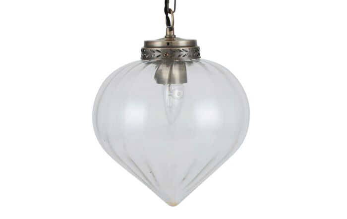 Pacific Lifestyle Gemma Clear Glass and Antique Brass Tear Drop Pendant-35-180