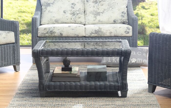 Desser Dijon Cane Rattan Wicker Coffee Table - Grey