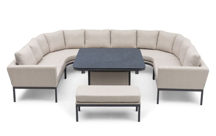 Maze Pulse U Shape Dining Set With Fire Pit-Oatmeal-FB-PUL-USD-FP-OT