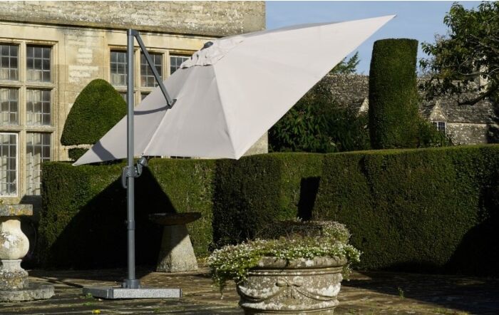 Bramblecrest Lichfield 2.7m Square Side Post Parasol with Granite Base & Protective Cover - Sand-X18PG27SQ1