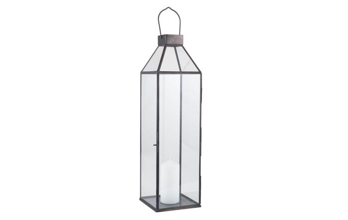 Pacific Lifestyle Antique Brass Metal & Glass Square Large Lantern-70-576-AB-L