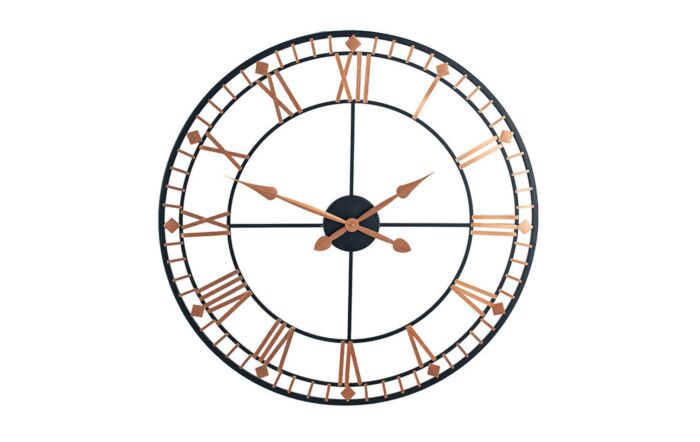 Pacific Lifestyle Black and Rose Gold Metal Round Wall Clock-75-212