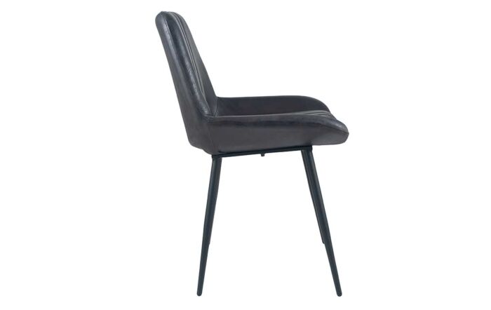 Pacific Lifestyle Angelo Vintage Steel Grey Leather And Iron Retro Dining Chair-15-276-SG